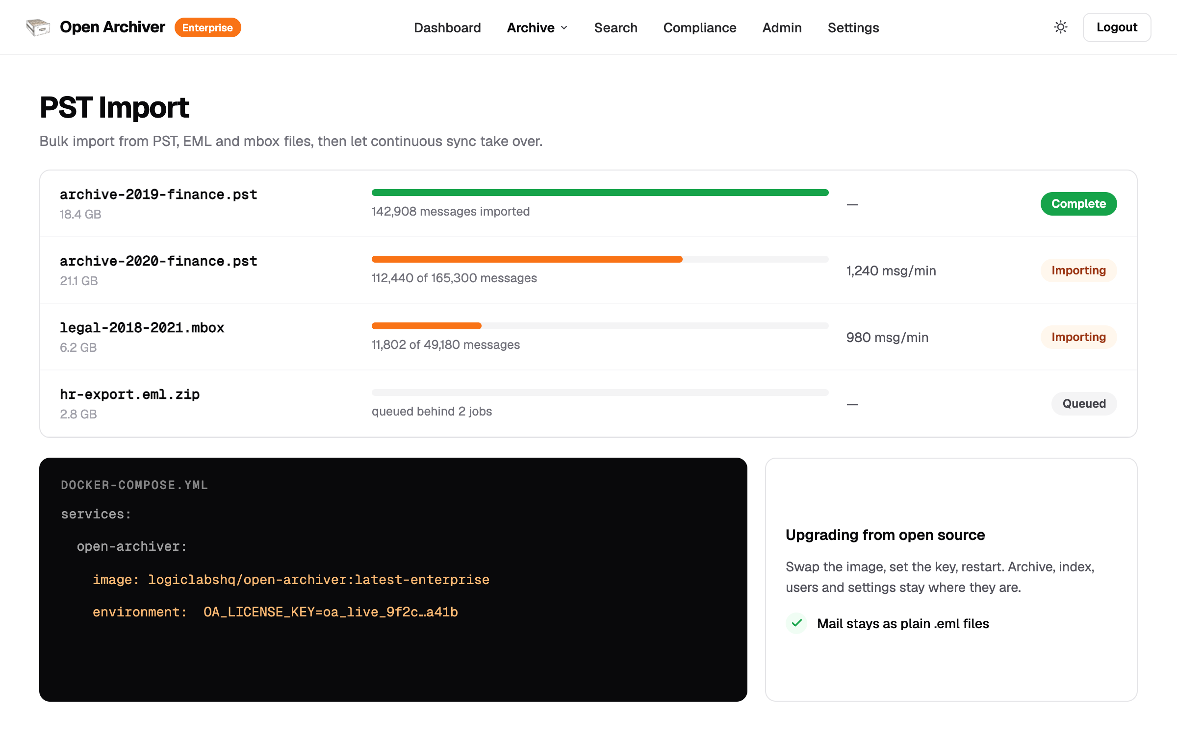 Migration and bulk import