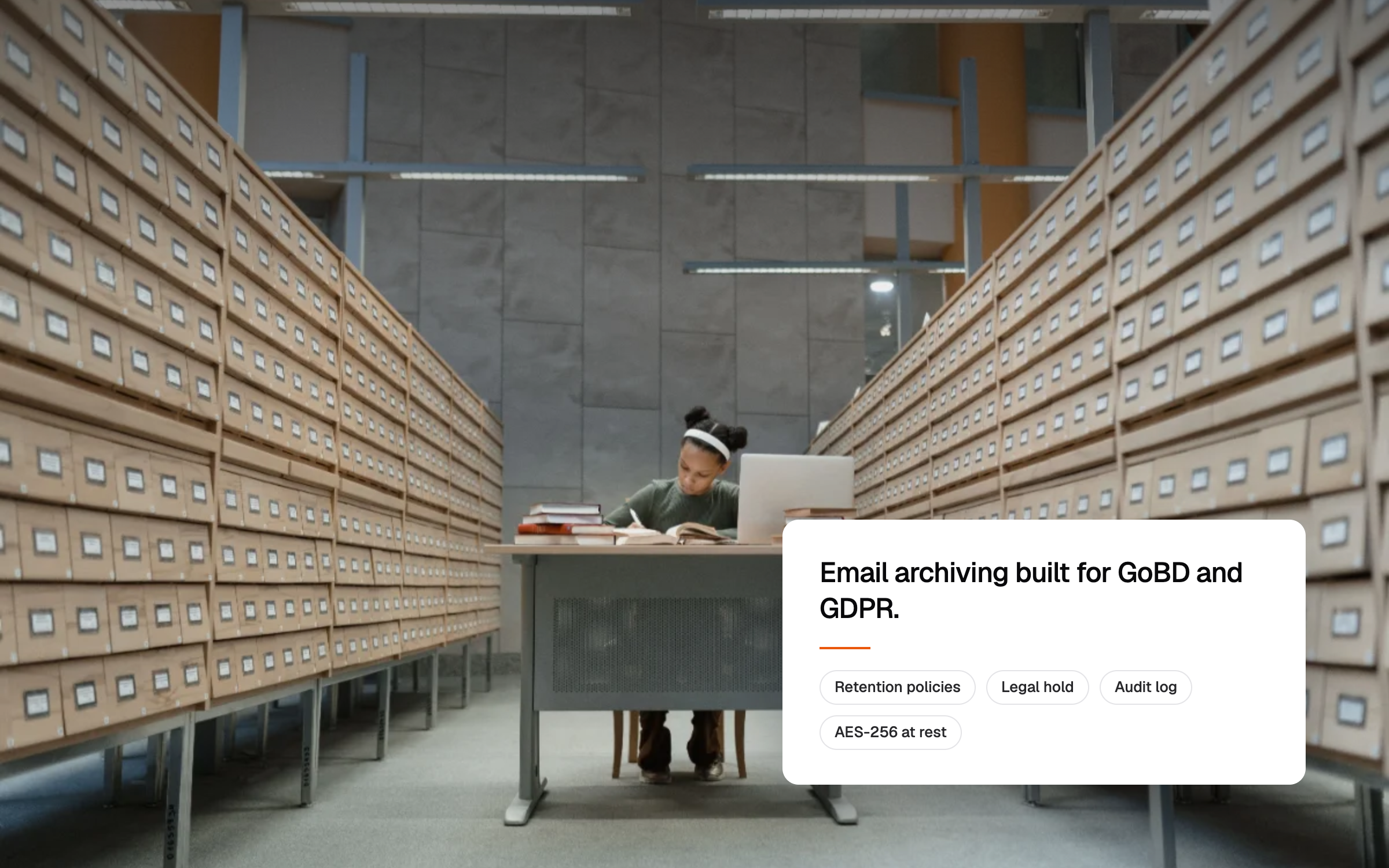 Open Archiver dashboard with archived mailboxes, storage statistics and recent activity